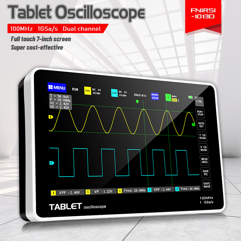 FNIRSI 1013D Dual Channel Tabl - Handheld Tablet Oscilloscope Touchscreen 100Mhz ulasan dan harga